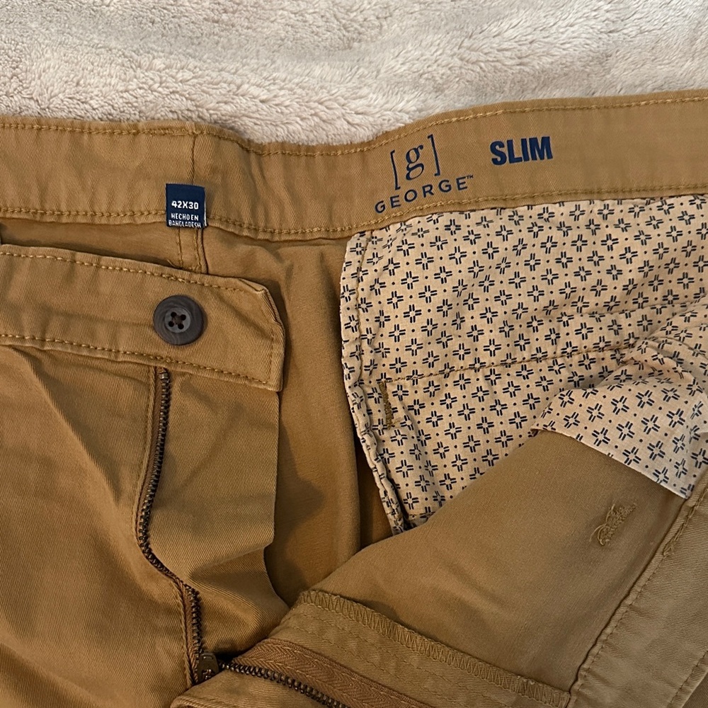 George Slim Fit Camel Trousers